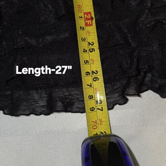 George Black Stretchy Top 4X 26/28W Tiered Ruffles Frilly Comfy Goth Witchy - Picture 10 of 15